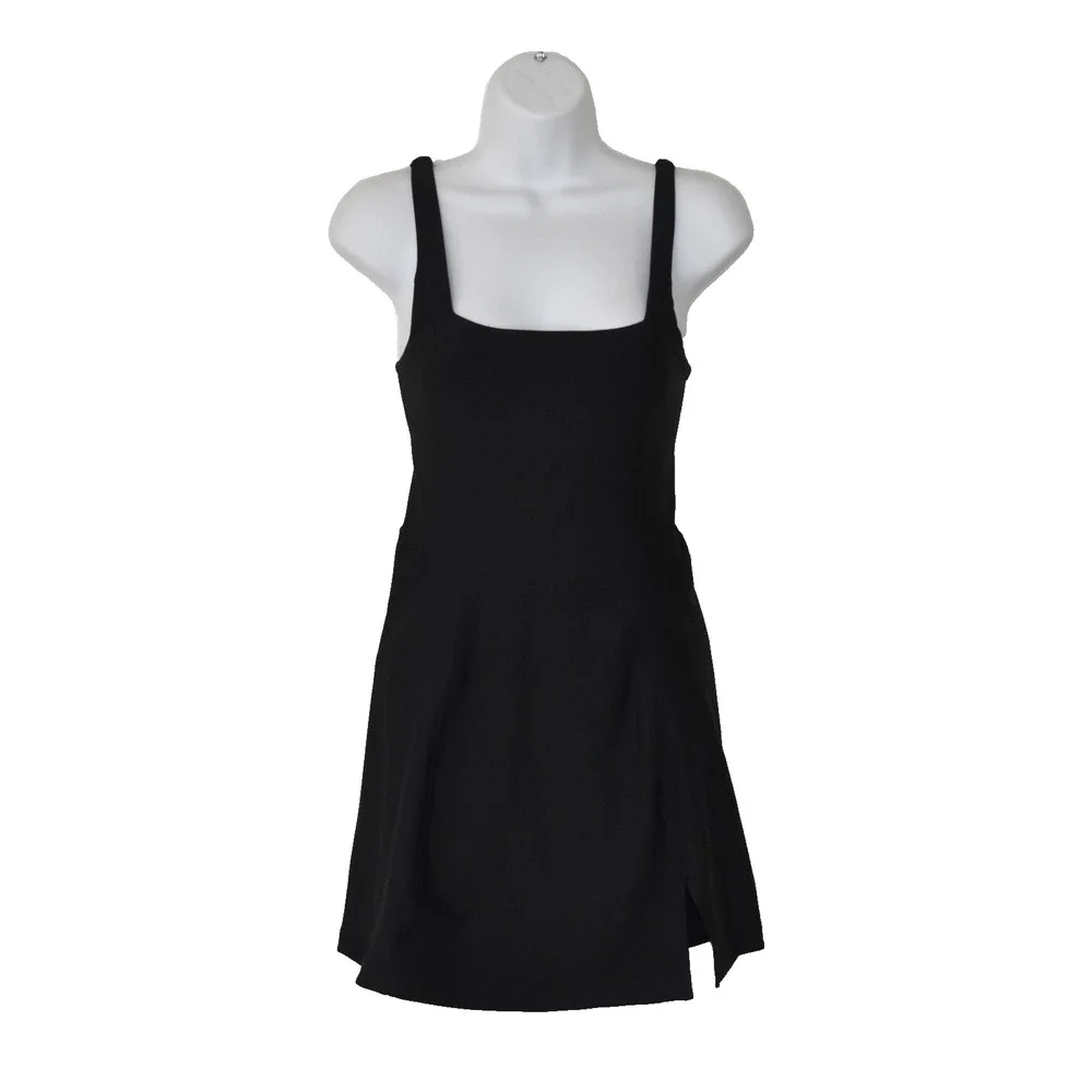 A3 Auth ABERCROMBIE & FITCH YPB Onyx-Black sculptLUX Side Slit Mini Dress Size S